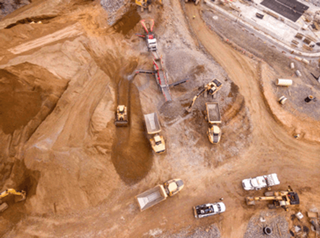 An aerial shot of people working in the Australian mining industry.