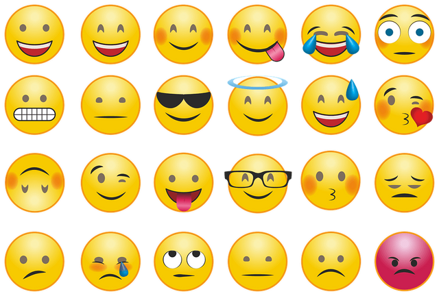Emoji faces showing many emotions.