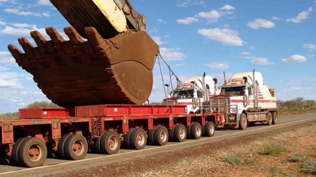 Road train with mining equipment