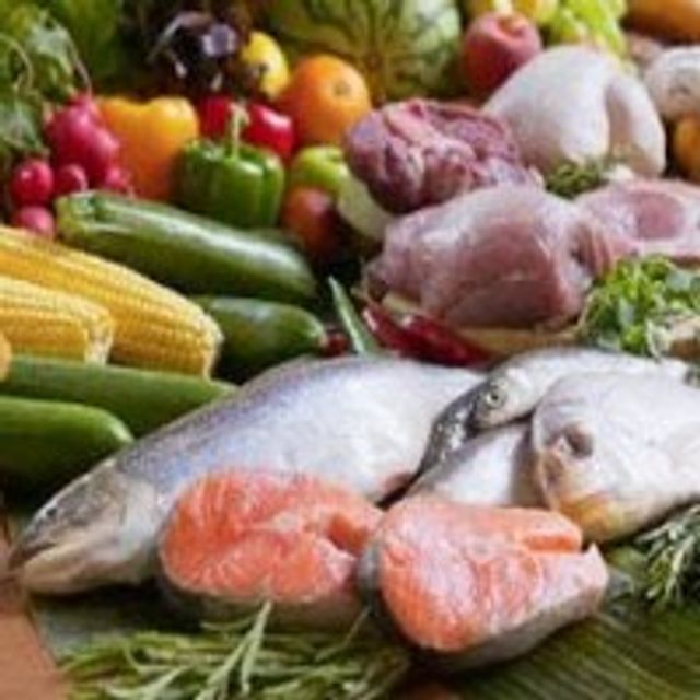 Fresh fish and vegetables