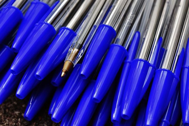 Blue ballpoint pens