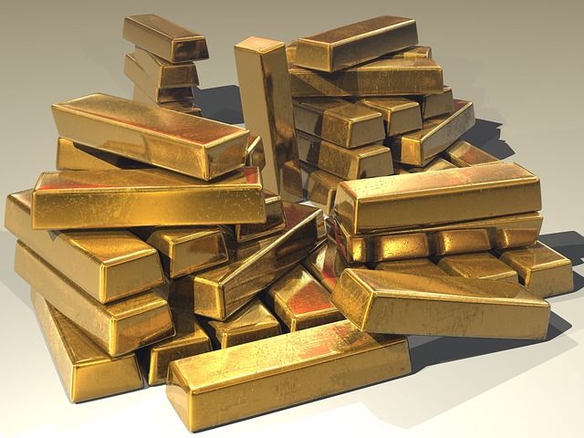 A pile of gold bricks
