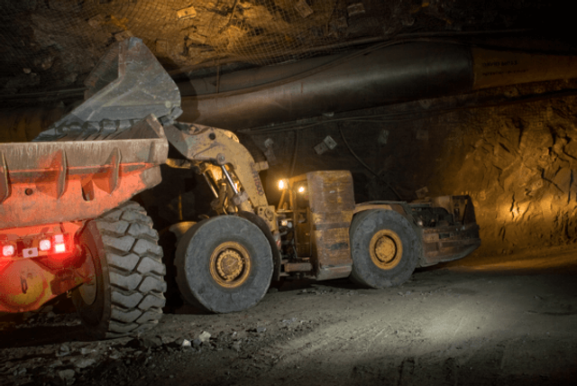 Trucks working in underground mine