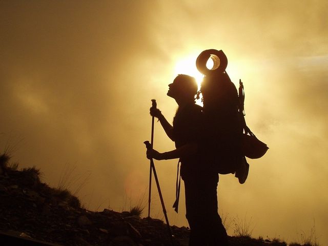 man hiking