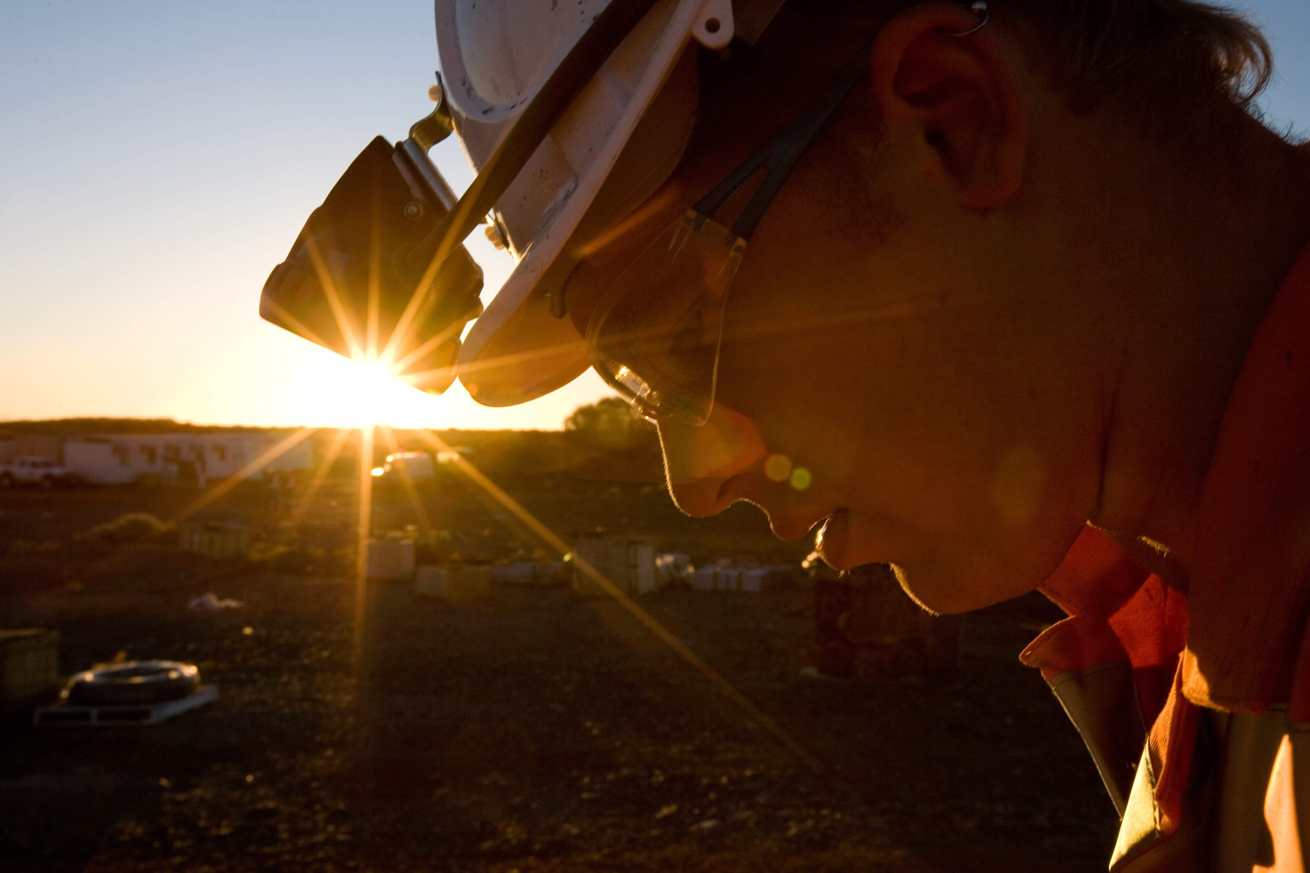 miner at sunset 