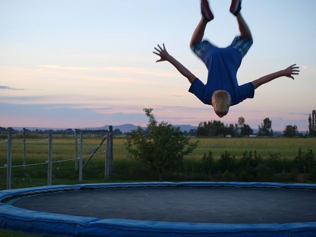Man on a trampoline