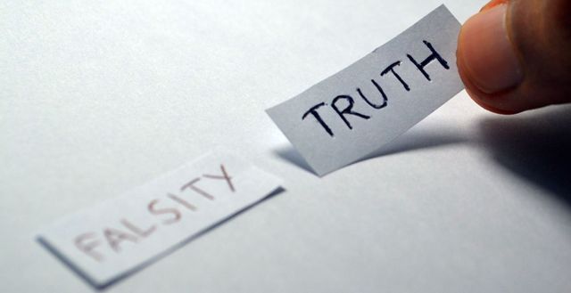 'Truth' and 'Falsity' written on pieces of paper