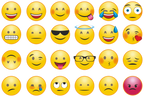 Emoji faces showing many emotions.