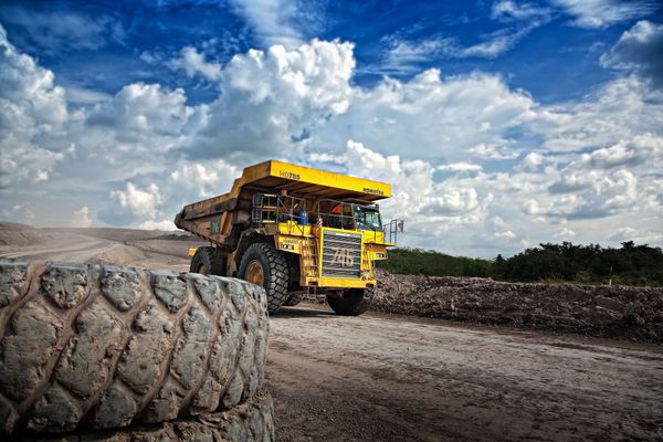Mining truck in a mine.