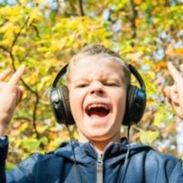 child with headphones