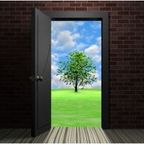 Door opening to a garden