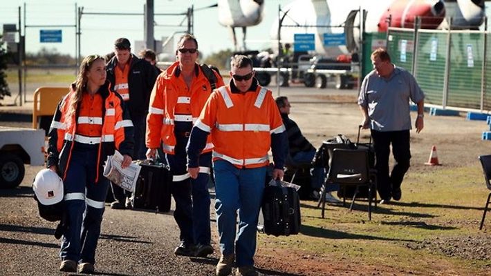 miners arriving to work 