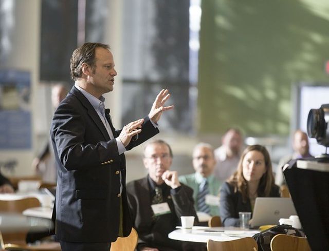 Speaker in a mining conference