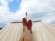 Relaxing in a hammock after quitting job