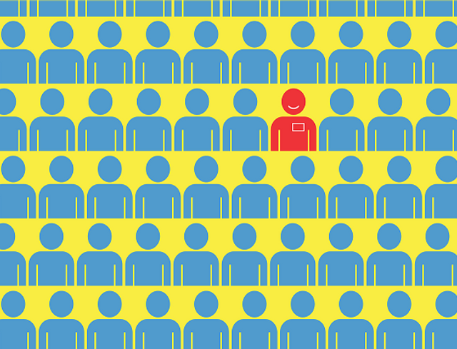 Alt text A graphic symbolising a perfect candidate surrounded by good candidates with potential who