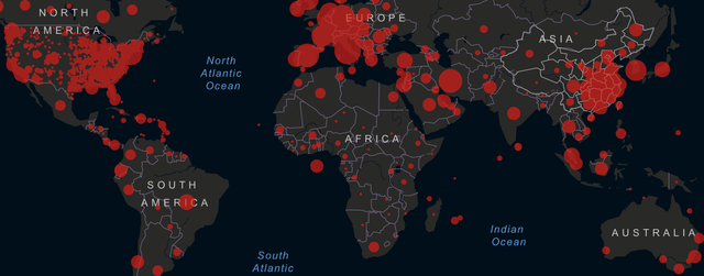 Image of coronavirus spread throughout the world